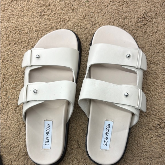 Steve Madden Cream Double Strap Sandals - Picture 1 of 2